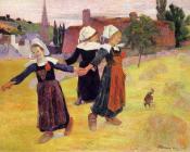 保罗高更 - Breton Girls Dancing